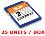 SD/2GB-BOX: Kingston 2GB Secure Digital (SD) Memory Card, 25 Units Per Box