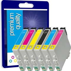 Epson R300 Ink Cartridges 487Set Premium Compatible Six Pack (Black, Cyan, Magenta, Yellow, Light Cyan & Light Magenta) Ink Cartridges for Epson T048740