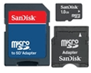 SDSDQ-1024-E11MK: SanDisk 1GB Micro SD Memory Card with 2 Adapters