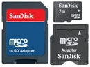 SDSDQ-2048-E11MK: SanDisk 2GB Micro SD Memory Card - 2 Adapters