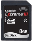 SDSDX3-008G-E21: SanDisk 8GB Extreme III SDHC (Class 6) High Capacity SD Card