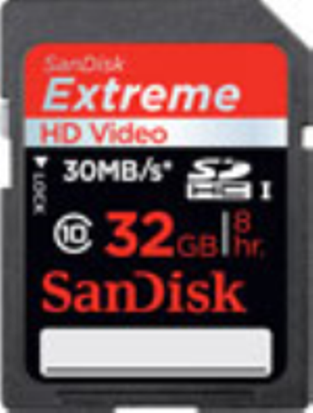 SDSDX-032G-X46: SanDisk 32GB SDHC Extreme HD Video Memory Card - 45MB/s