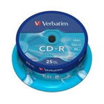 43432: Verbatim CD-R 25 Discs per Spindle, 52x, 700MB