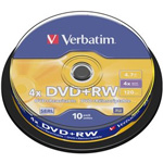 43488: Verbatim DVD+RW 10 Discs per Spindle, 4x, 4.7GB