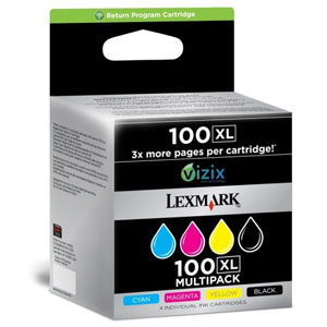 Lexmark 100-XL Return Program BK/C/M/Y High Capacity Quad Pack Ink Cartridges -014N1921E