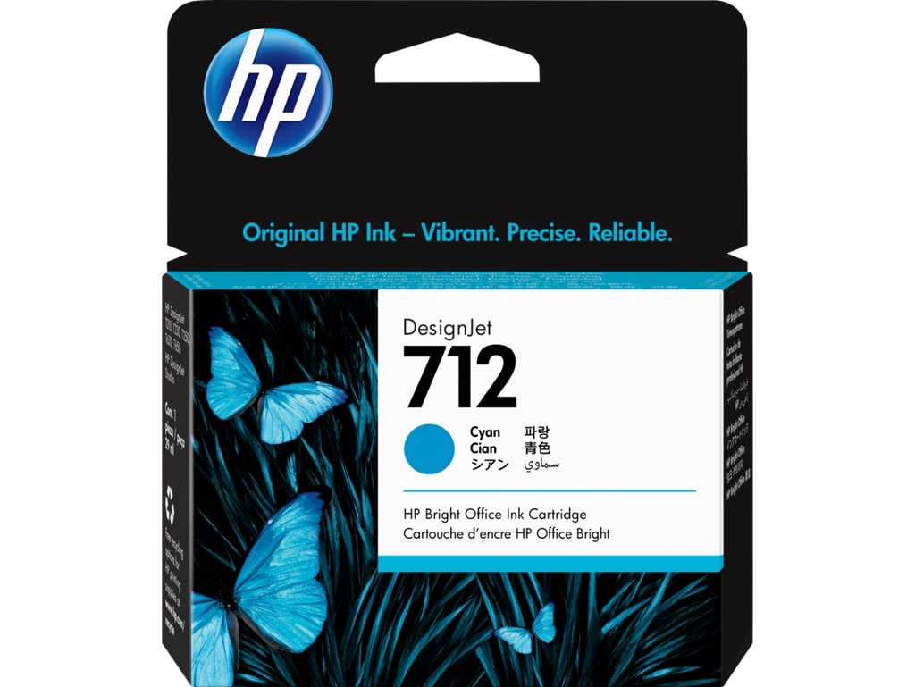 HP 712 Cyan Ink Cartridge - 3ED67A Designjet Ink, 29ml