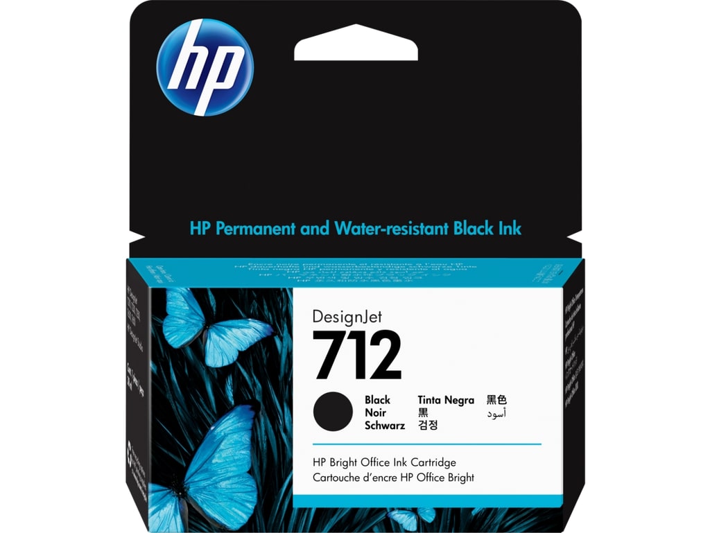 HP 712 Black Ink Cartridge - 3ED70A Designjet Ink, 38ml