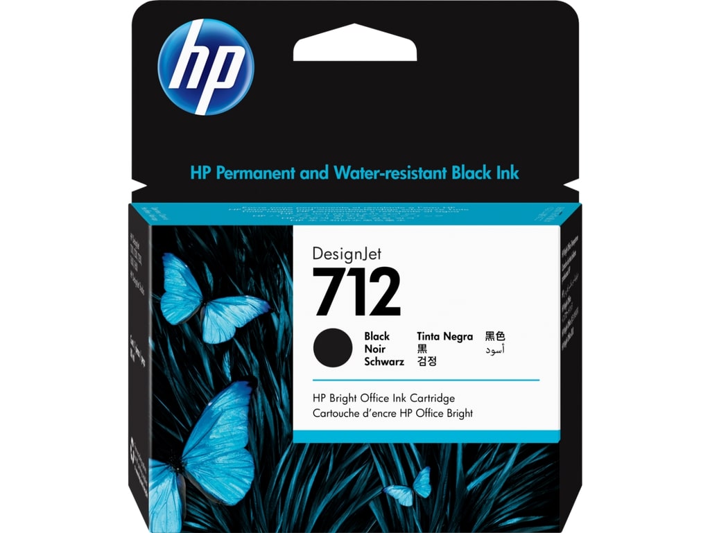 HP 712 High Capacity Black Ink Cartridge - 3ED71A Designjet Ink, 80ml
