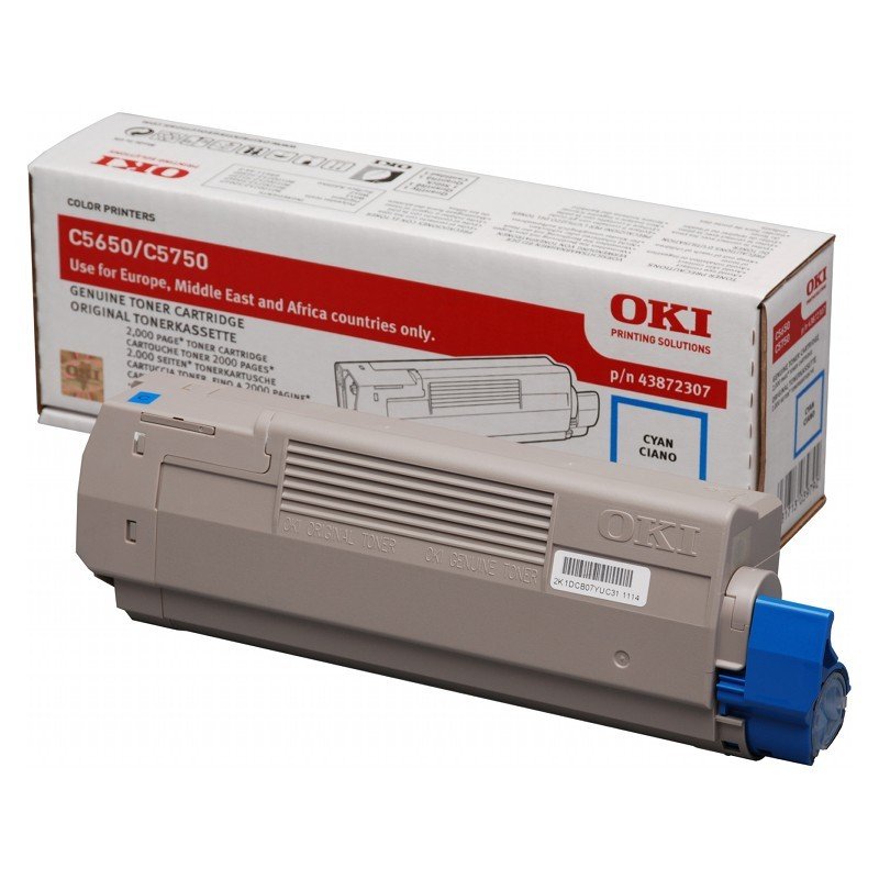 Oki Cyan Toner Cartridge, 2K Yield