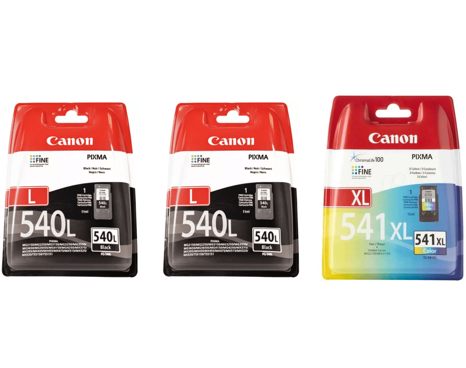 Canon PG540XL CL541XL High Capacity Black and Color Ink Cartridges - 5222B013