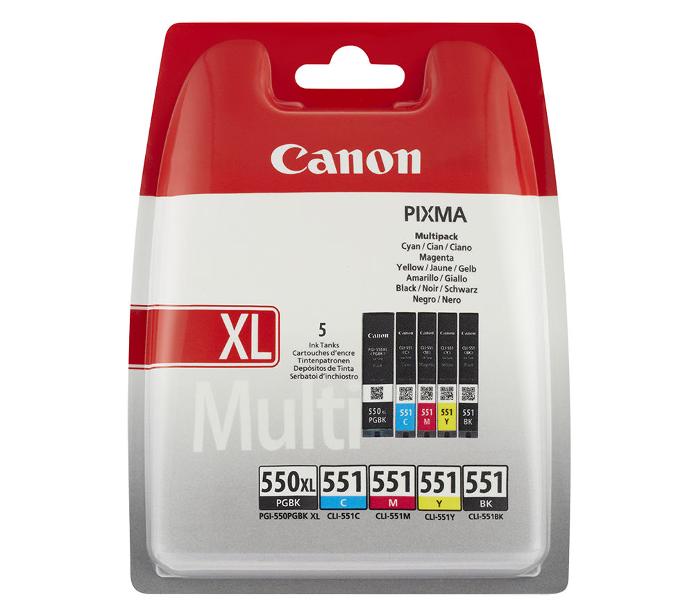 Canon PGI-550XL PGBK CLI-551 CMYK Ink Cartridges, 50ml
