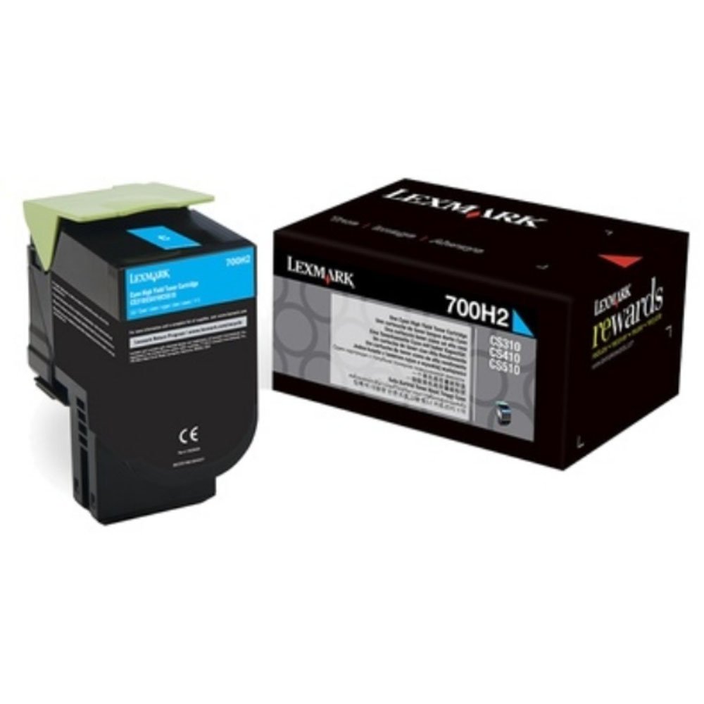 Lexmark 700H2 High Capacity Cyan Toner Cartridge, 3K Page Yield