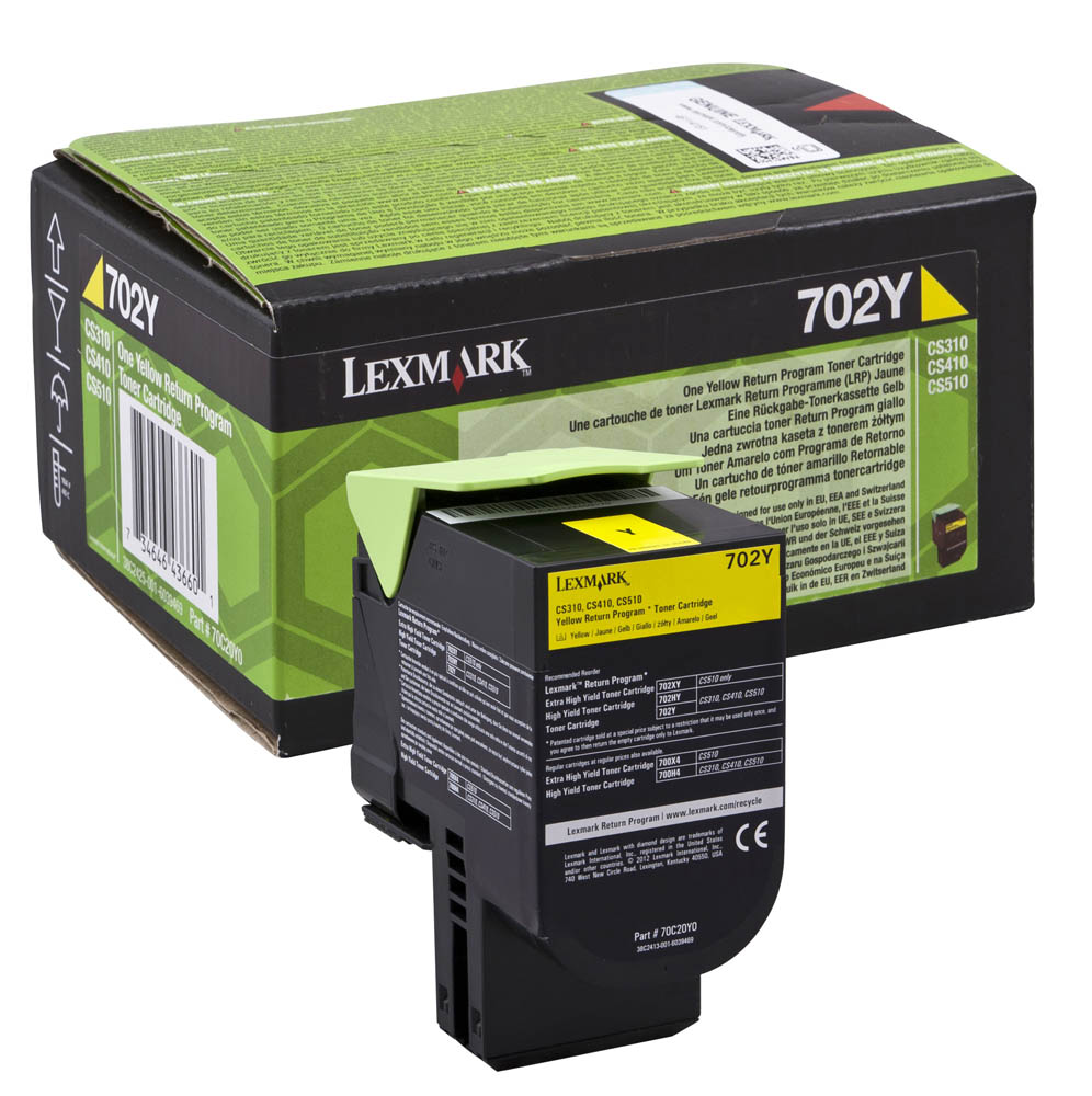 Lexmark 702Y Return Program Yellow Toner Cartridge, 1K Page Yield