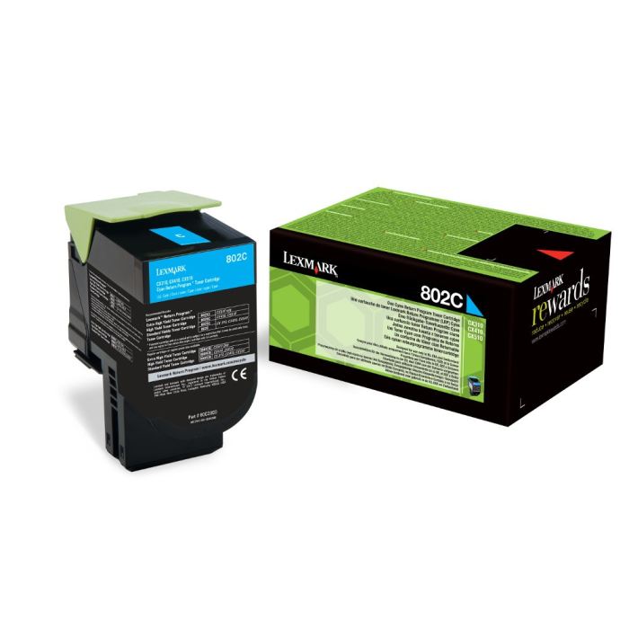 Lexmark 802HC High Capacity Return Program Cyan Toner Cartridge, 3K Page Yield