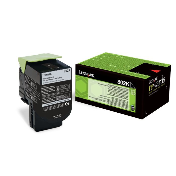 Lexmark 802K Return Program Black Toner Cartridge, 1K Page Yield