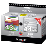 Lexmark Higher Capacity No 43 Colour and No 44 Black Ink Cartridges - 0080D2966