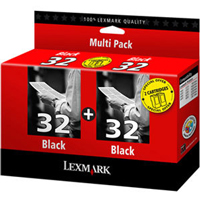 Lexmark No 32 Low Capacity Twin Pack Black Ink Cartridges - 80D2956