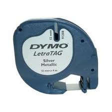Dymo Letratag Tape Metallic 12mmx4m Metallic Silver Ref 91208 S07217