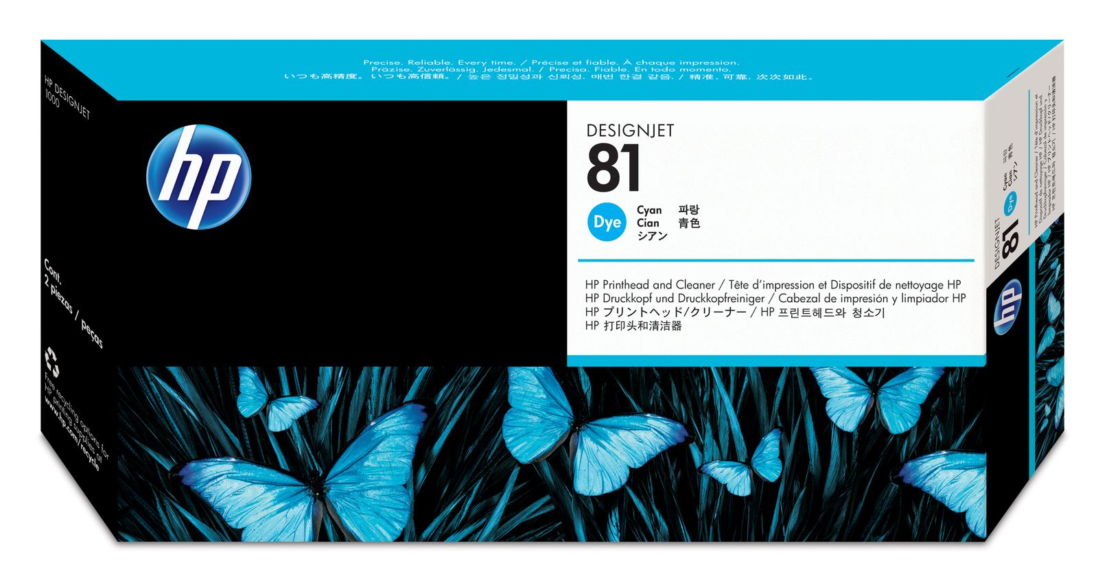 HP 81 Cyan Dye DesignJet Printhead / Printhead Cleaner C4951A
