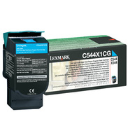 Lexmark C544X1CG Extra High Capacity Return Program Cyan Toner Cartridge, 4K Page Yield