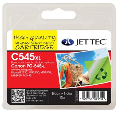 Jettec Black Ink Cartridge for Canon PG-545XL, 17ml