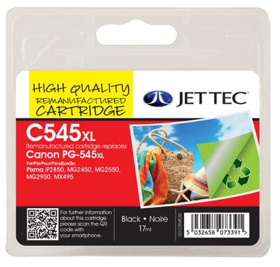 Jettec Black Ink Cartridge for Canon PG-545XL, 17ml