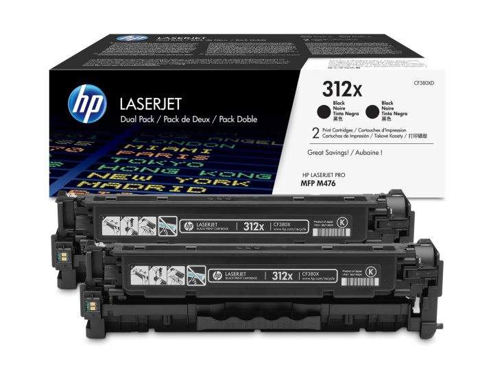 HP 312X Twin Pack High Capacity Black Toner Cartridge - CF380XD