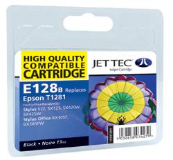 Jet Tec E128B Compatible Black Ink Cartridge for T0128140, 5.93ml
