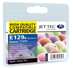 Jet Tec E129B Black Ink Cartridge for T0129140, 11.2ml