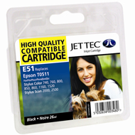 Jet Tec ( Made in the UK) E51 Black Ink Cartridge for S020108 & S020189, 26ml
