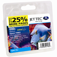 Jet Tec ( Made in the UK) E80C Compatible Cyan Ink Cartridge for T080240, 7.4ml