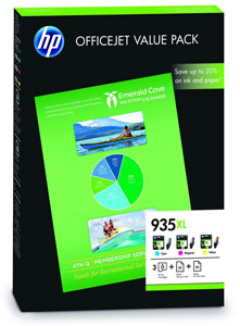HP 935XL Ink Cartridge Multipack With A4 Paper