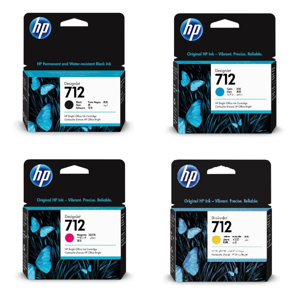HP 712 High Capacity Black & Standard Capacity Colours Multipack Ink Cartridges