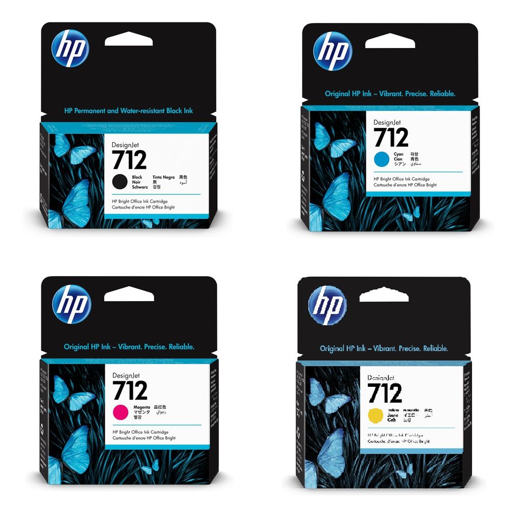 HP 712 Standard Capacity Black & Colours Multipack Ink Cartridges