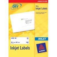 Avery QuickDry Inkjet Label 63.5x38.1mm 21 per Sheet Pack of 25 J8160-25