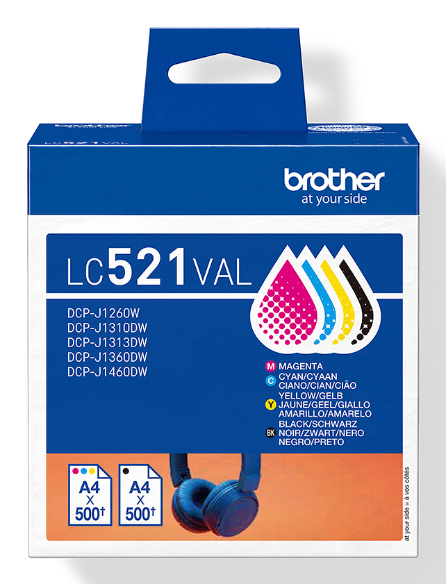 Brother LC521 Multipack CMYK Ink Cartridges LC-521VALBP