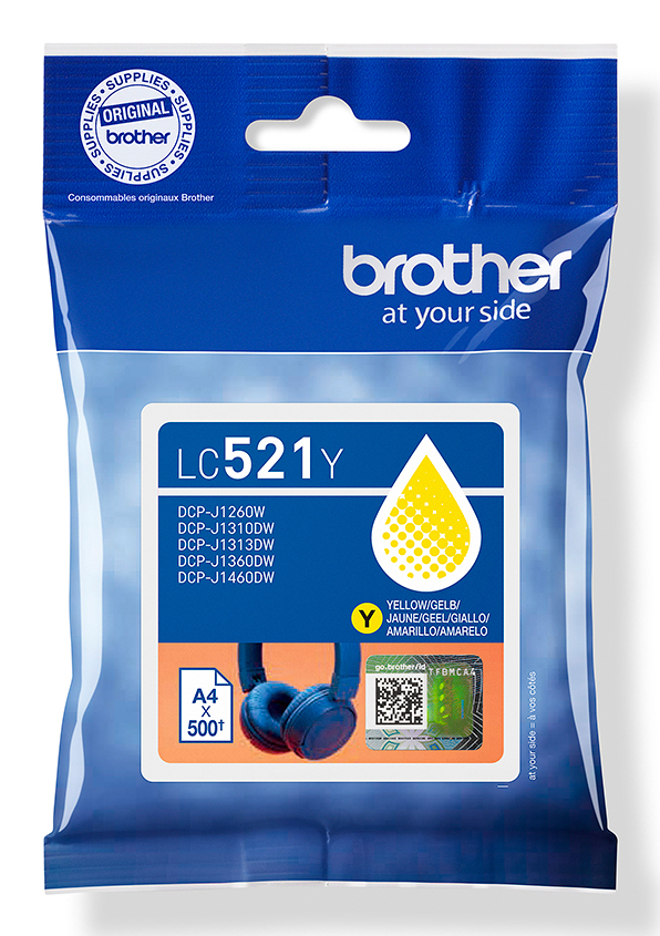Brother Yellow Ink Cartridge, LC-521Y
