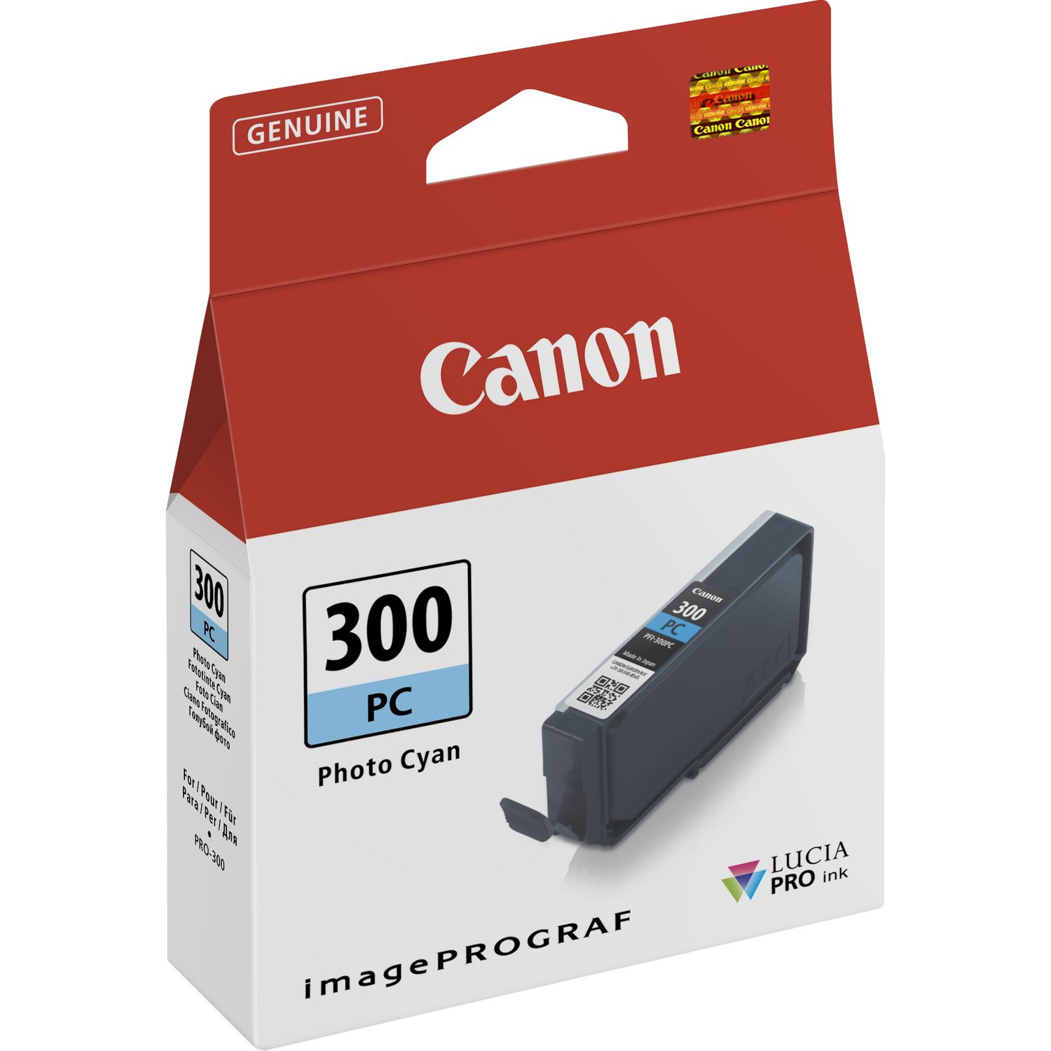 Canon PFI 300PC Photo Cyan Ink Cartridge, 4197C001