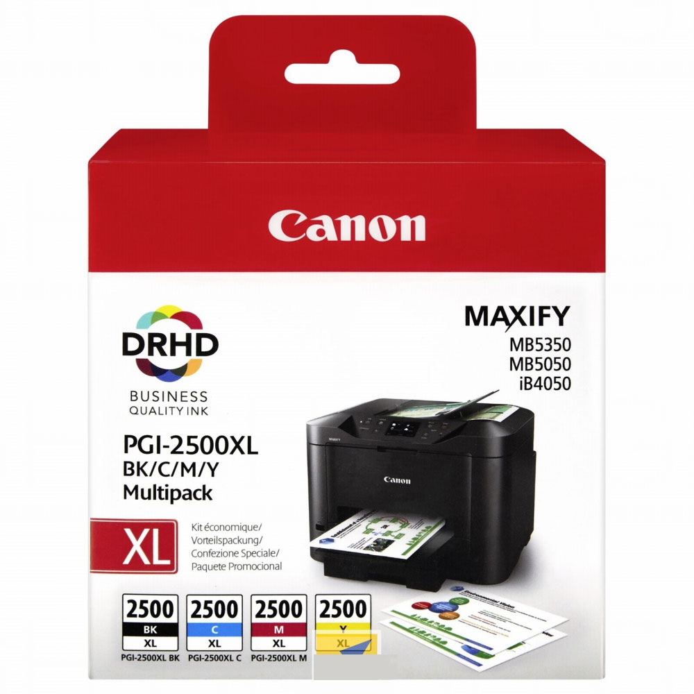 Canon DRHD XL 4 Colour Ink Cartridge Multipack - PGI-2500XL BK/C/M/Y