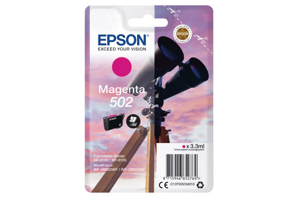 Epson 502 Magneta Ink Cartridge - T02V3 Binoculars Inkjet Printer Cartridge