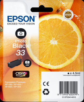 Photo Black Epson 33 Ink Cartridge (T3341) Printer Cartridge