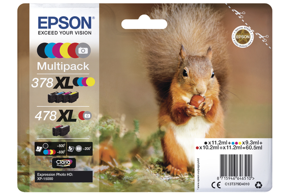 6 Colour Multipack Epson 378XL 478XL Ink Cartridge (T379D) Printer Cartridge