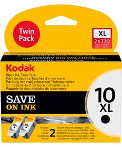 Kodak No 10XL Pigment High Yield Twin Black Ink Cartridges - 3958014