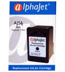 Alphajet Replacement Black Ink Cartridge (Alternative to HP No 56, C6656A)