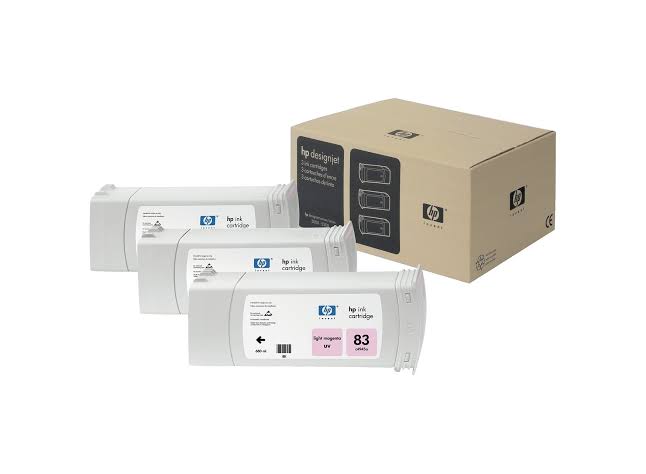 HP 83 Light Magenta DesignJet 3 Pack UV Ink Cartridges C5077A
