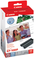 Canon KP 108IN Color Ink Cartridges plus 108 Sheets 4" x 6" Post Card Size Photo Paper