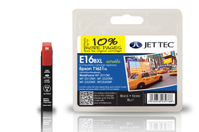 Jettec 16XL High Yield Black Ink Cartridge for Epson T1631 - 18ml