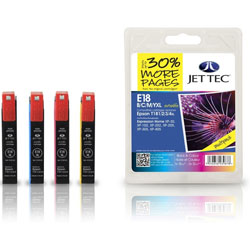 Jettec 18XL Quad Pack High Capacity BK C M Y Ink Cartridges for Epson T1816 - 48ml