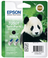 Epson T0501 Twin Pack Black Ink Cartridges for S020093 & S020187
