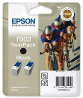 Epson T003 Twin Pack Black Ink Cartridges C13T003012